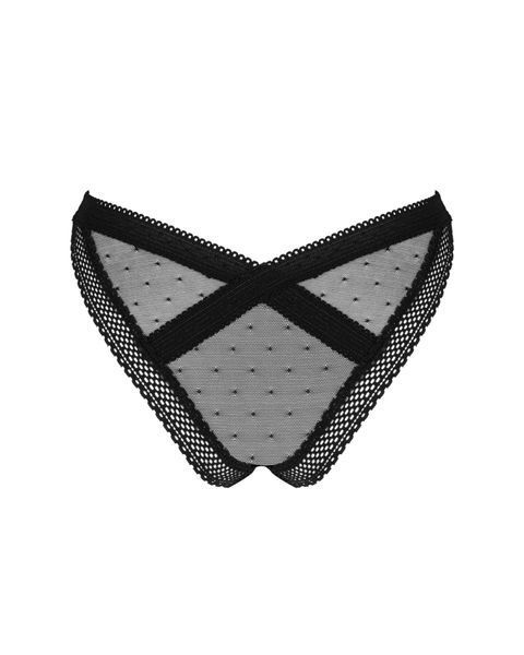 Кружевные трусики с заниженной талией Obsessive Estiqua panties M/L, черные SO7261