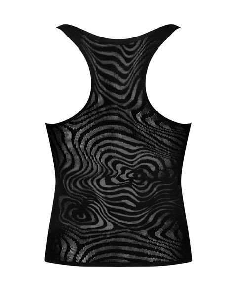 Мужская полупрозрачная майка-борцовка с узором Obsessive T103 tank top S/M/L, черная SO7311