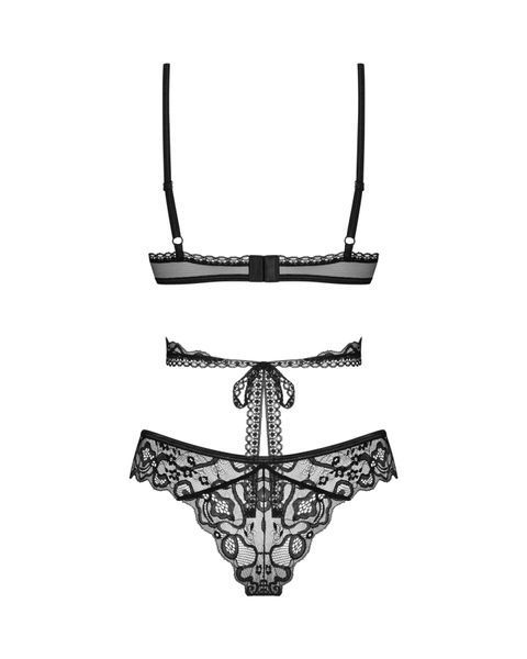 Комплект Obsessive Blomentis 2-pcs set, XS/S, мереживний, ліф із зав&rsquo;язками на спині, трусики-сліпи SX1030