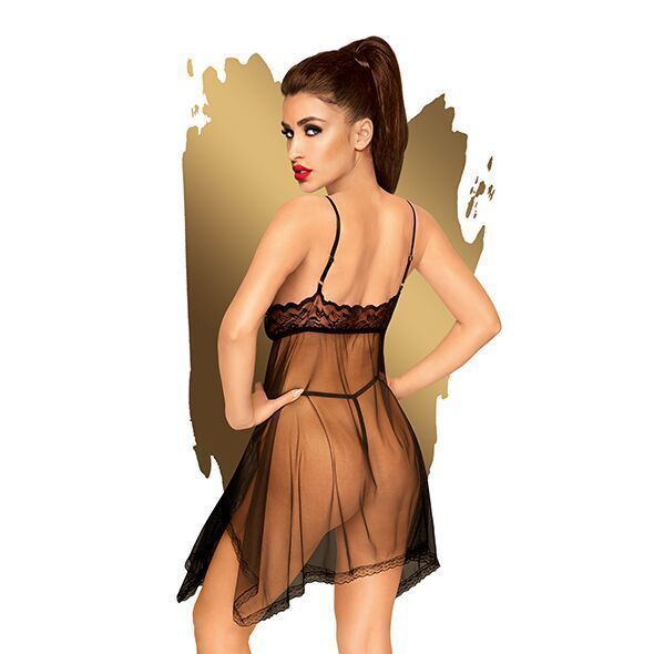 Бэби-долл с ажурным браллетом и ассиметричным подолом Penthouse - Naughty Doll Black S/M SO9598