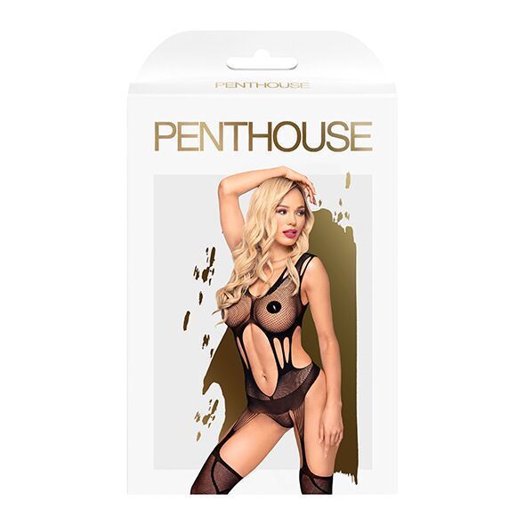 Бодистокинг с сюрреалистичным дизайном Penthouse - Wild virus black XL SO5311