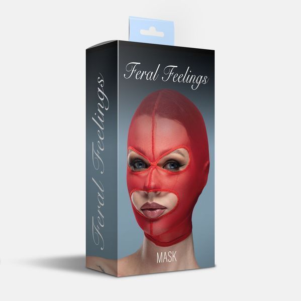 Маска сітка з відкритим ротом та очима Feral Feelings - Mask Red SO9328