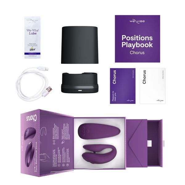 Смарт-вібратор для пар We-Vibe Chorus Purple, сенсорне керування вібраціями стисненням пульта SO6923