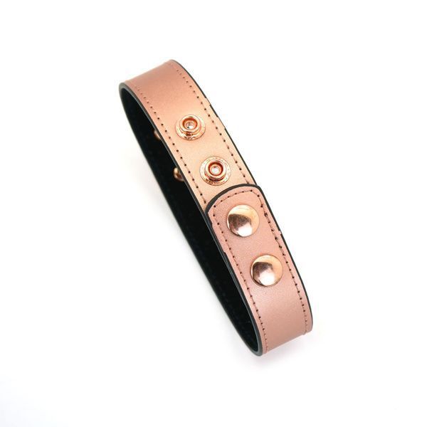 Ошейник с зажимами для сосков Liebe Seele Rose Gold Memory Collar with Nipple Clamps, кожа SO9495