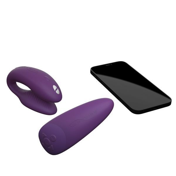 Смарт-вібратор для пар We-Vibe Chorus Purple, сенсорне керування вібраціями стисненням пульта SO6923