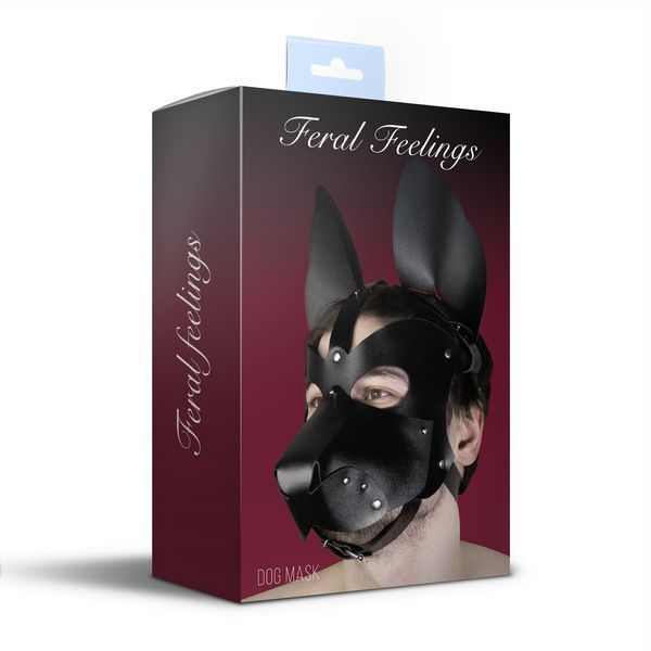 Кожаная маска cобаки 2в1 Feral Feelings, съемная морда SO8248