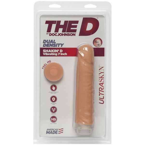 Фаллоимитатор Doc Johnson The D: Shakin D 7 Inch Vibro ULTRASKYN, диаметр 3,8см, плавная регулировка SO1580