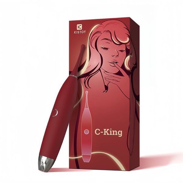Клиторальный вибратор KISTOY C-King Red, с двумя доп. насадками, мощная точечная стимуляция SO3617
