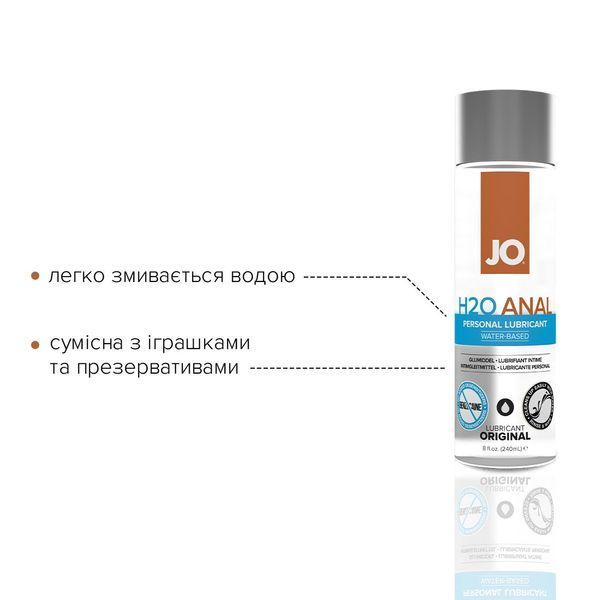 Анальная смазка JO ANAL H2O &mdash; ORIGINAL (240 мл) на водной основе, растительный глицерин SO1694