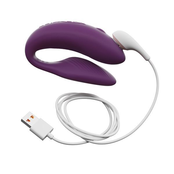 Смарт-вібратор для пар We-Vibe Chorus Purple, сенсорне керування вібраціями стисненням пульта SO6923