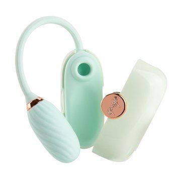Вакуумний кліторальний стимулятор Otouch Louis Vibrate Teal з віброяйцем, у кейсі SO9429