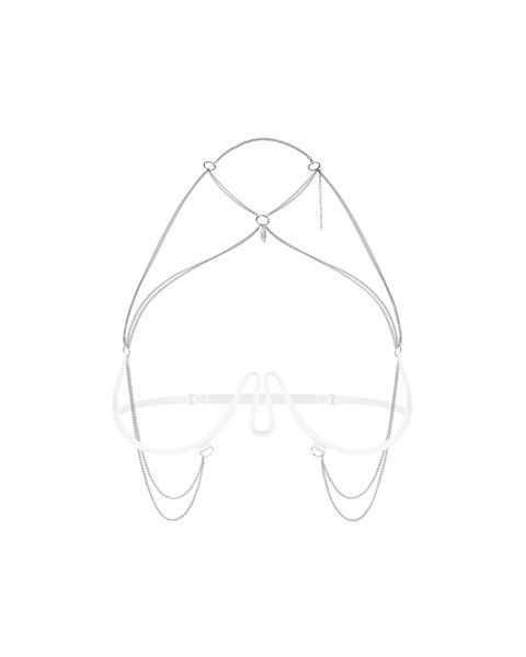 Украшение на тело Obsessive Lustique White harness bra S/M/L SX3113