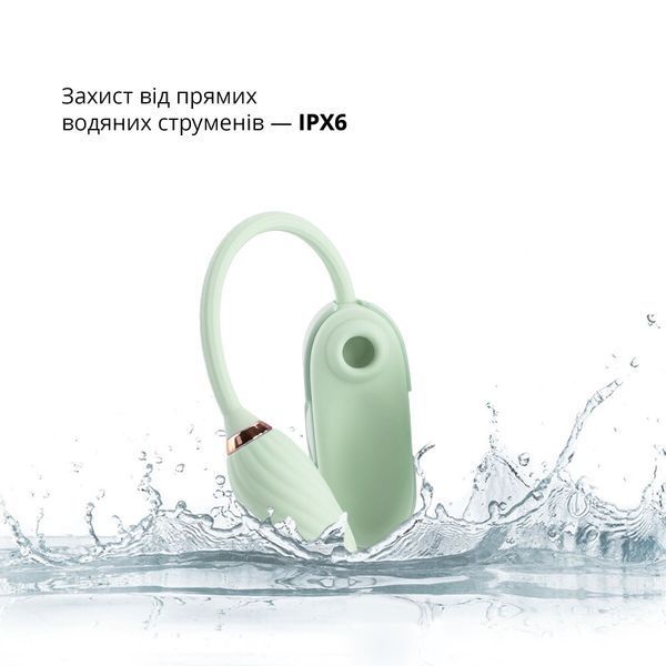 Вакуумний кліторальний стимулятор Otouch Louis Vibrate Teal з віброяйцем, у кейсі SO9429