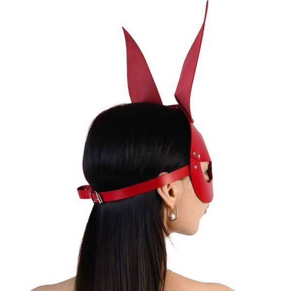 Кожаная маска Зайки Art of Sex - Bunny mask, цвет Красный SO9645