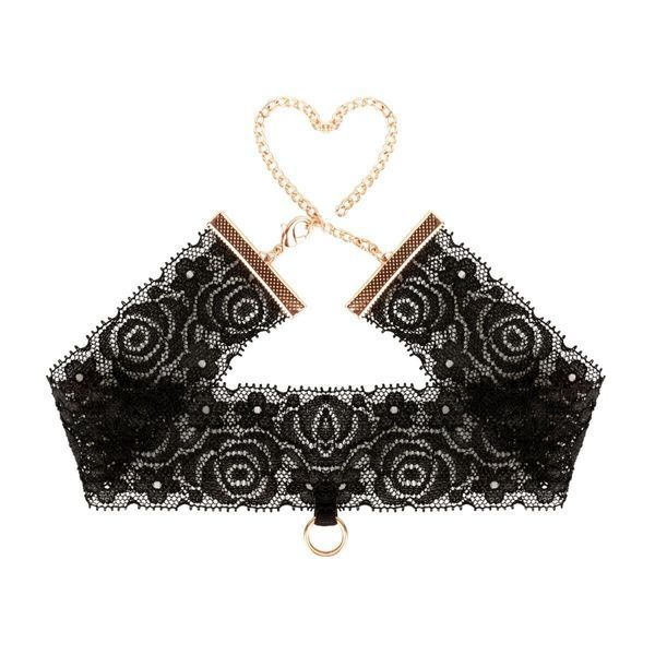 Мереживні наручники та комір Rosy Gold - Lace Cuffs and Collar - Black SX1196