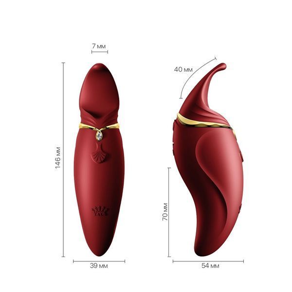 Вибратор 2в1 с язычком Zalo &mdash; Hero Wine Red, кристалл Swarovski SO6659