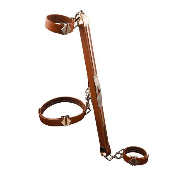 Фіксатор-розпірка LOCKINK Adjustable Spreader Bar Set, коричневий, шкіряний, ремені для шиї, рук/ніг SX0852