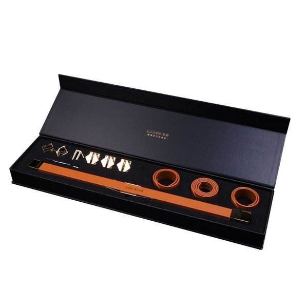 Фіксатор-розпірка LOCKINK Adjustable Spreader Bar Set, коричневий, шкіряний, ремені для шиї, рук/ніг SX0852