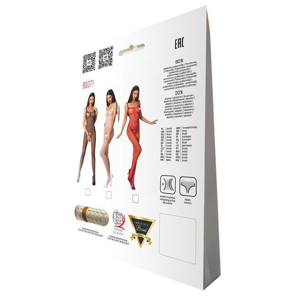 Бодистокинг Passion BS071 white, комбинезон на бретелях PBS071W