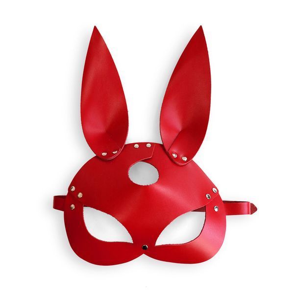 Кожаная маска Зайки Art of Sex - Bunny mask, цвет Красный SO9645