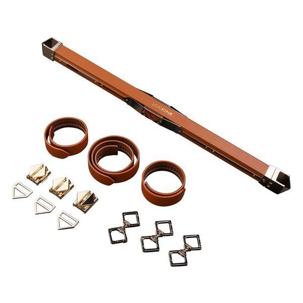 Фіксатор-розпірка LOCKINK Adjustable Spreader Bar Set, коричневий, шкіряний, ремені для шиї, рук/ніг SX0852