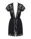 Сатиновый открытый пеньюар на поясе Obsessive 810-PEI&ndash;1 peignoir black 2XL/3XL, черный SO7162 фото 5