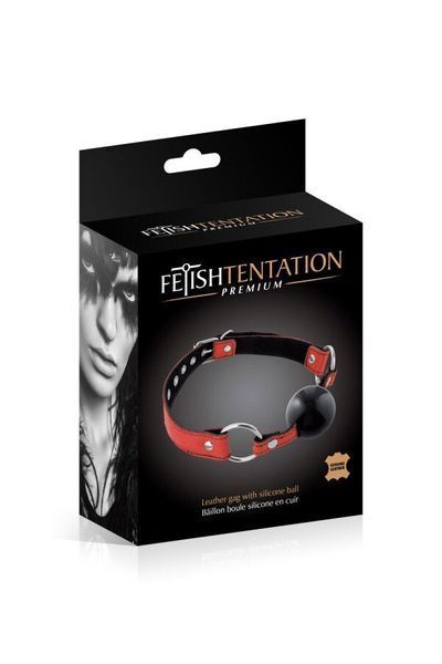 Кляп Fetish Tentation Premium Leather gag with silicone ball Red SX1100
