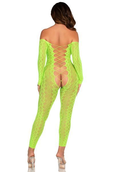 Бодистокинг Leg Avenue Crotchless Footless Lingerie Bodystocking One Size Neon Green SX2777