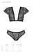 Комплект Passion LEAFA BIKINI black S/M, бюстгальтер-топ з рукавчиками, стрінги-шортики з вирізом SX0498 фото 5