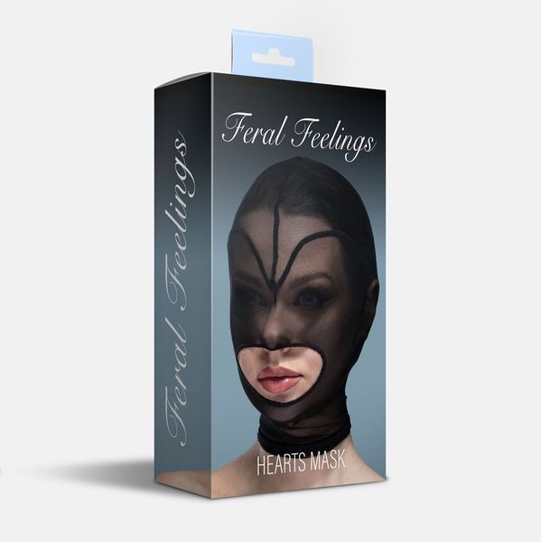 Маска сердце сетка с открытым ртом Feral Feelings - Hearts Mask Black/Black SO9330
