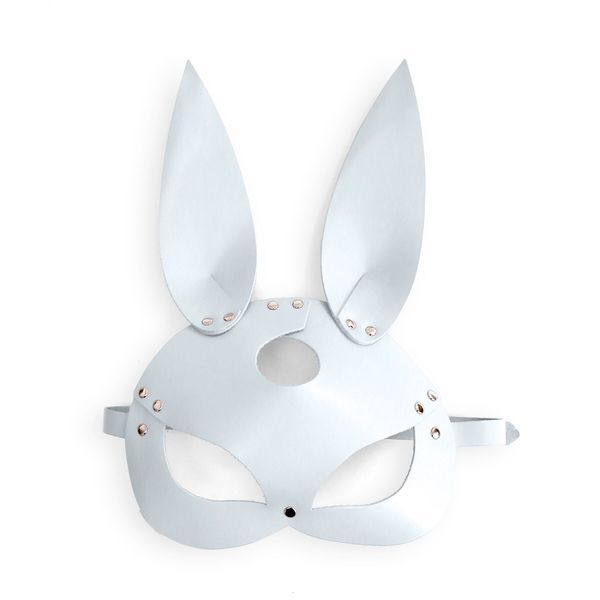 Кожаная маска Зайки Art of Sex - Bunny mask, цвет Белый SO9646