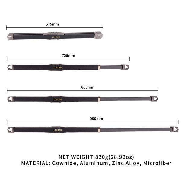 Фіксатор-розпірка LOCKINK Adjustable Spreader Bar Set, чорний, шкіряний, ремені для шиї, рук/ніг SX0853