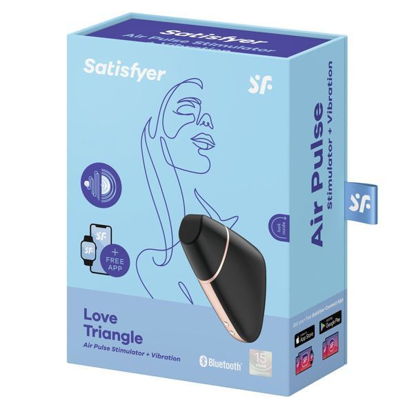Вакуумный клиторальный стимулятор Satisfyer Love Triangle Black с управлением через интернет SO3894