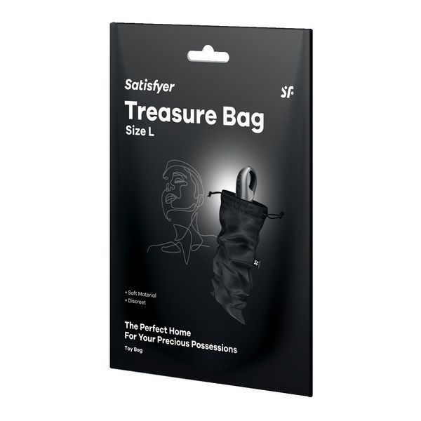 Мешочек для секс-игрушек Satisfyer Treasure Bag L, черный, на шнурке SX0549