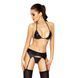 Комплект белья под латекс Passion CAPRI SET XXL/XXXL, black, мини-бикини, стринги, пояс для чулок EL10903 фото 1