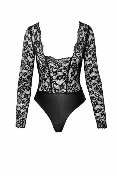 Боді Noir Handmade F296 Psyche, S, мереживо, довгий рукав, низ під латекс, з доступом SX0213