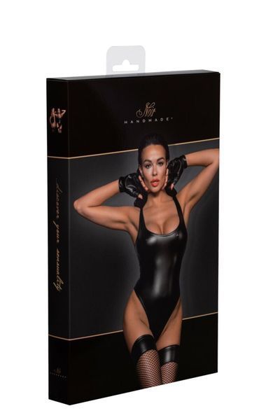 Боді з мокрим ефектом Noir Handmade F244 Powerwetlook body with high cut bottom hem, L SX0163