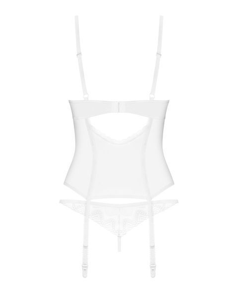 Корсет Obsessive Alissium corset & thong, XS/S, гибкие косточки, открытая спина, стринги в комплекте SX0600