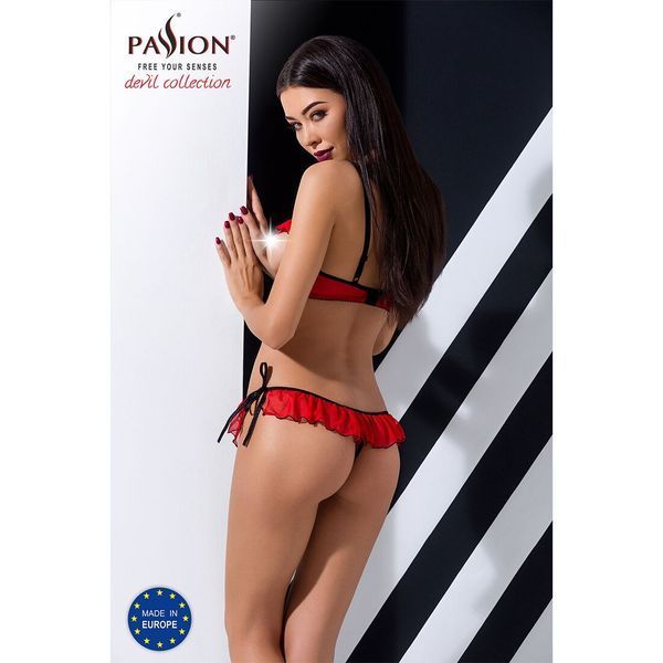 Комплект белья Passion Exclusive CHERRY SET OpenBra S/M, red, открытый лиф, трусики-юбочка PS25508