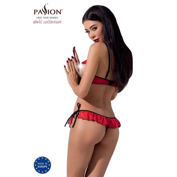 Комплект белья Passion Exclusive CHERRY SET OpenBra S/M, red, открытый лиф, трусики-юбочка PS25508