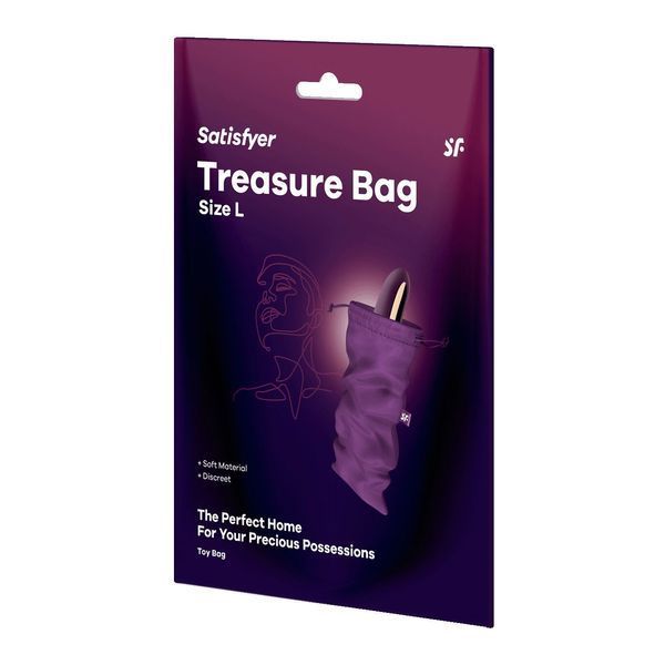Мешочек для секс-игрушек Satisfyer Treasure Bag L, фиолетовый, на шнурке SX0550