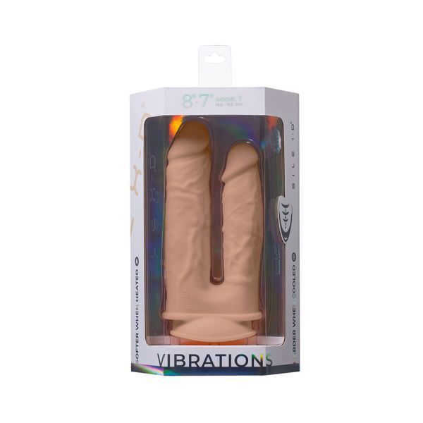 Двойной фаллоимитатор с вибрацией SilexD Double Gusto Vibro Flesh (Model 1 size 8" & 7") + LRS, диаметр 4,5 см и 3,7 см SO8209