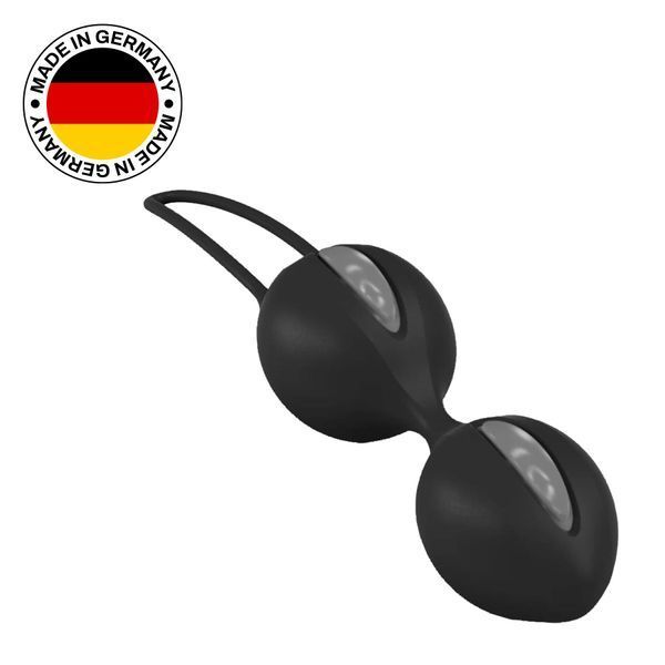 Вагінальні кульки Fun Factory SMARTBALLS DUO, чорно-сірі, 2 шт, діаметр 3,2 та 3,6 см SX0964
