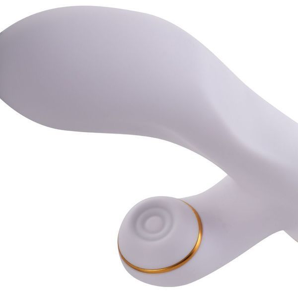 Вибратор-кролик с пульсацией и флоггером LOCKINK SEVANDA Whip Vibrating Massage Wand, бело-золотой SX0904