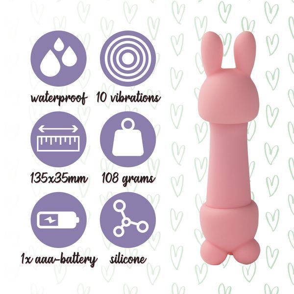 Мінівібратор FeelzToys Mister Bunny Pink з двома насадками SO4437
