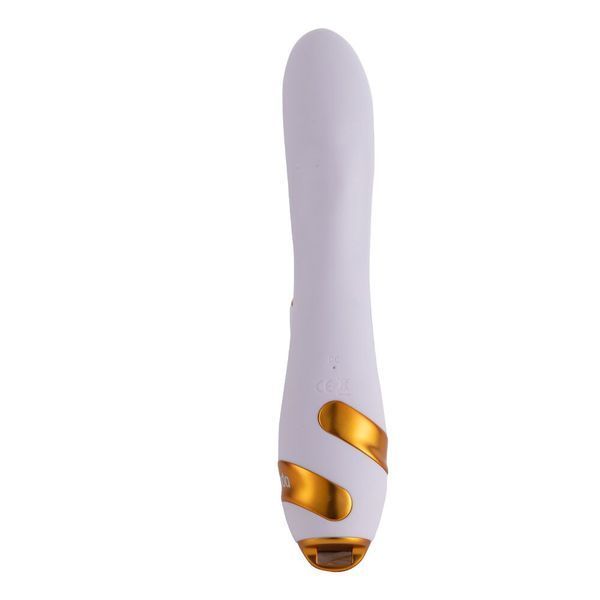 Вибратор-кролик с пульсацией и флоггером LOCKINK SEVANDA Whip Vibrating Massage Wand, бело-золотой SX0904