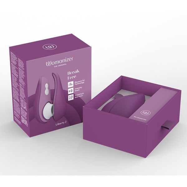 Вакуумний кліторальний стимулятор Womanizer Liberty 2 Purple, 8 режимів, магнітна кришечка SX0523