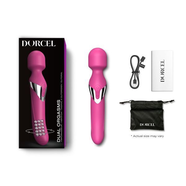 Вібромасажер 2в1 Dorcel Dual Orgasms Magenta класичний масажер і вібратор з перлинним масажем SO3090