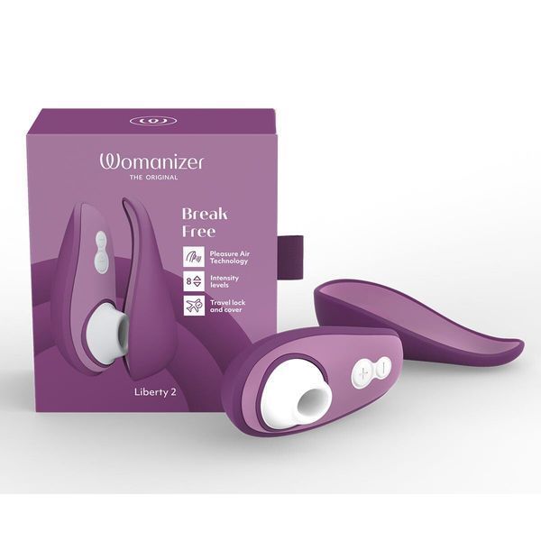 Вакуумний кліторальний стимулятор Womanizer Liberty 2 Purple, 8 режимів, магнітна кришечка SX0523
