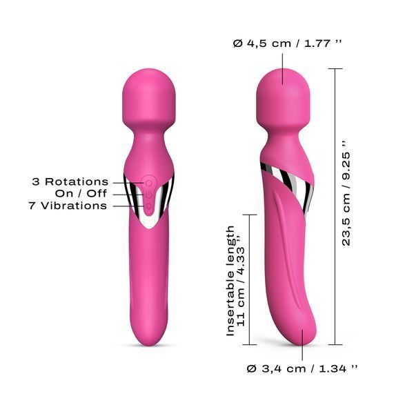 Вібромасажер 2в1 Dorcel Dual Orgasms Magenta класичний масажер і вібратор з перлинним масажем SO3090